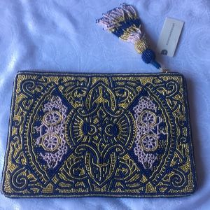 New w/ tag. Anthropologie beaded zipper clutch